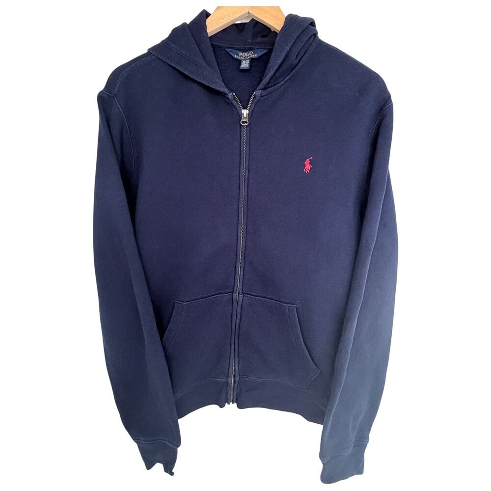 Polo Ralph Lauren Full Zip Hoodie Youth XL 18-20 Navy Pink Pony Sweatshirt